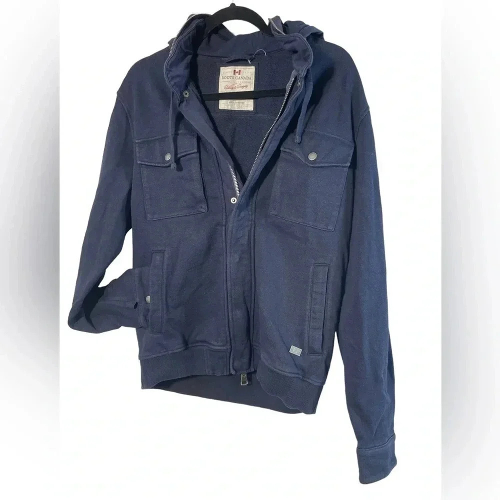 Roots Blue Jacket With Hood Size  Medium
